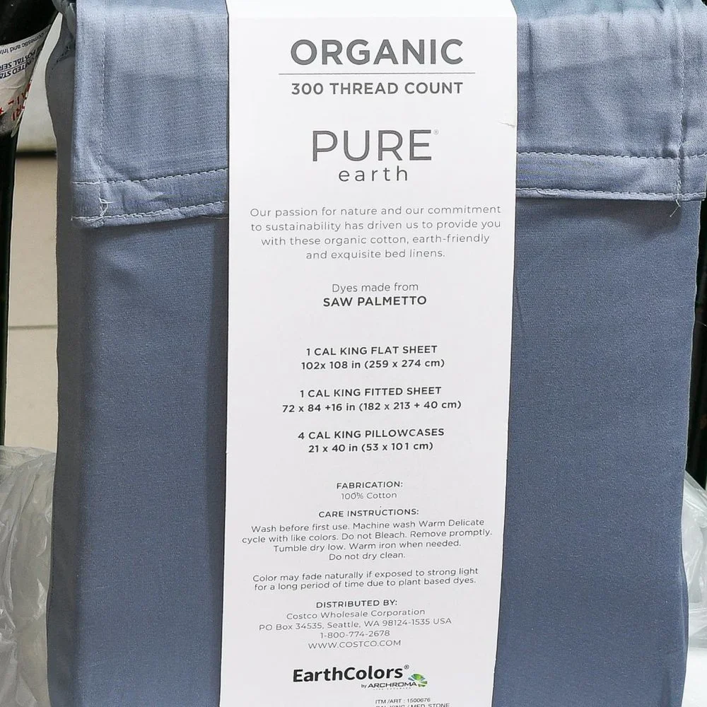 CAL‎ KING Pure Earth Organic Cotton 6-piece Sheet Set BLUE